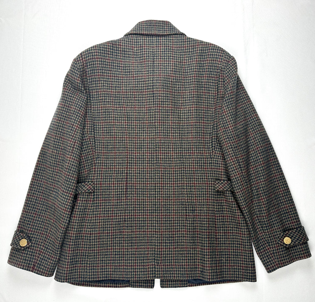 Vintage Worthington Wool Houndstooth Plaid Jacket Women’s 14 Equestrian Crest