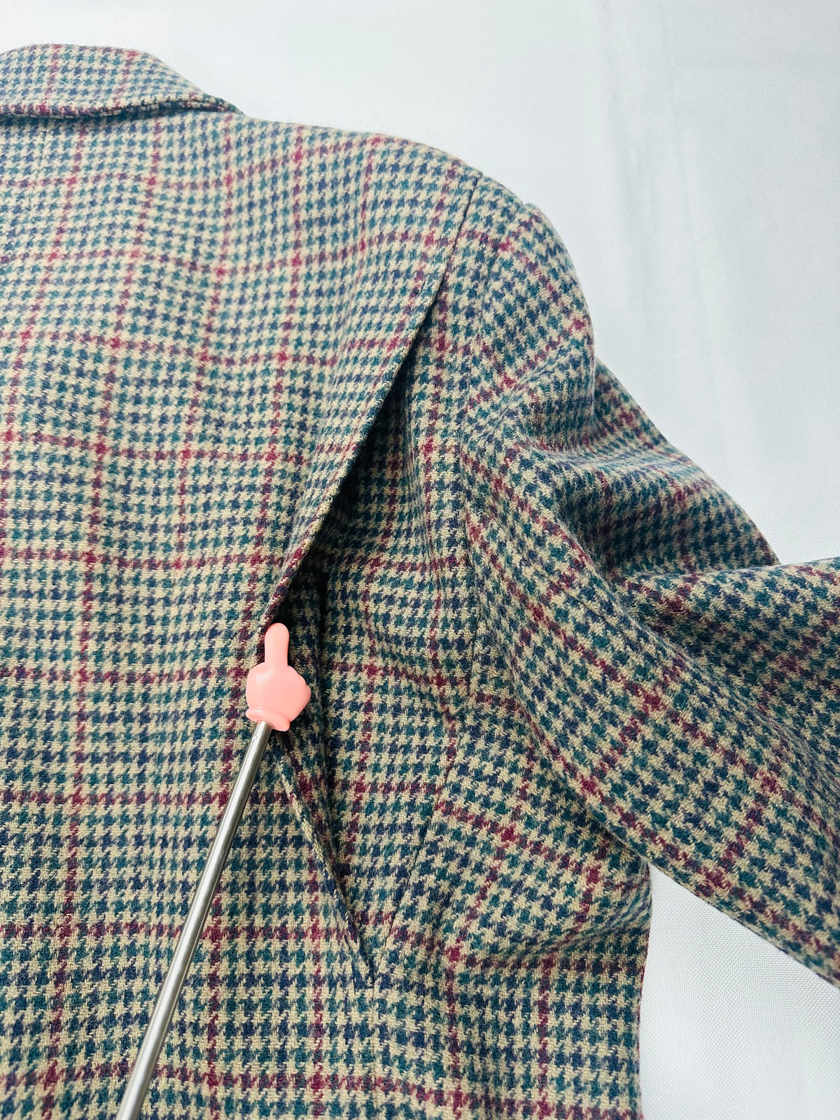Vintage Worthington Wool Houndstooth Plaid Jacket Women’s 14 Equestrian Crest