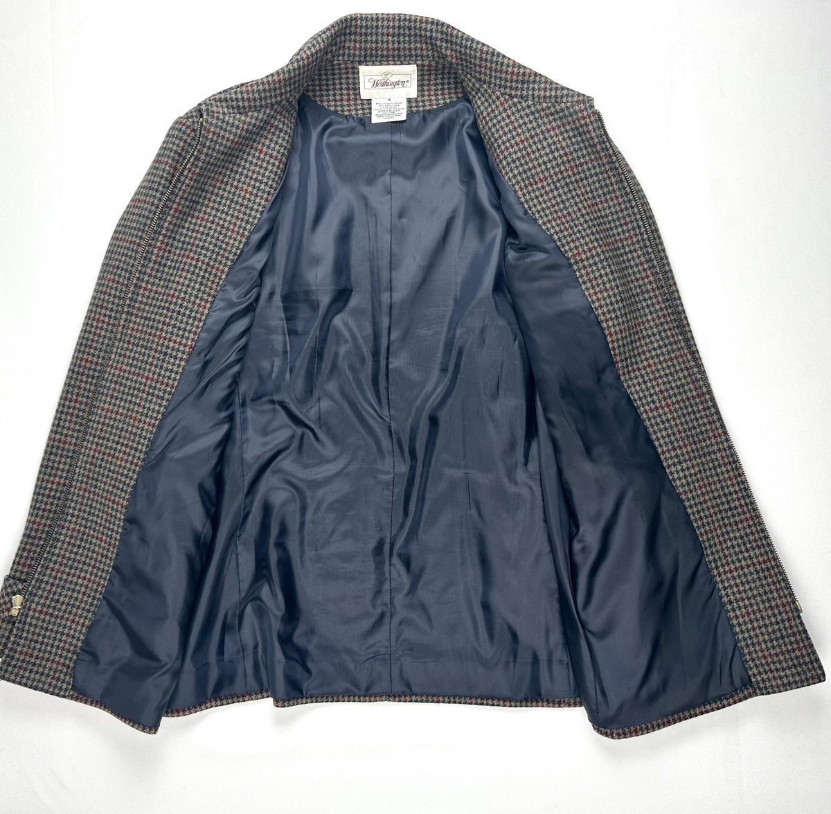 Vintage Worthington Wool Houndstooth Plaid Jacket Women’s 14 Equestrian Crest