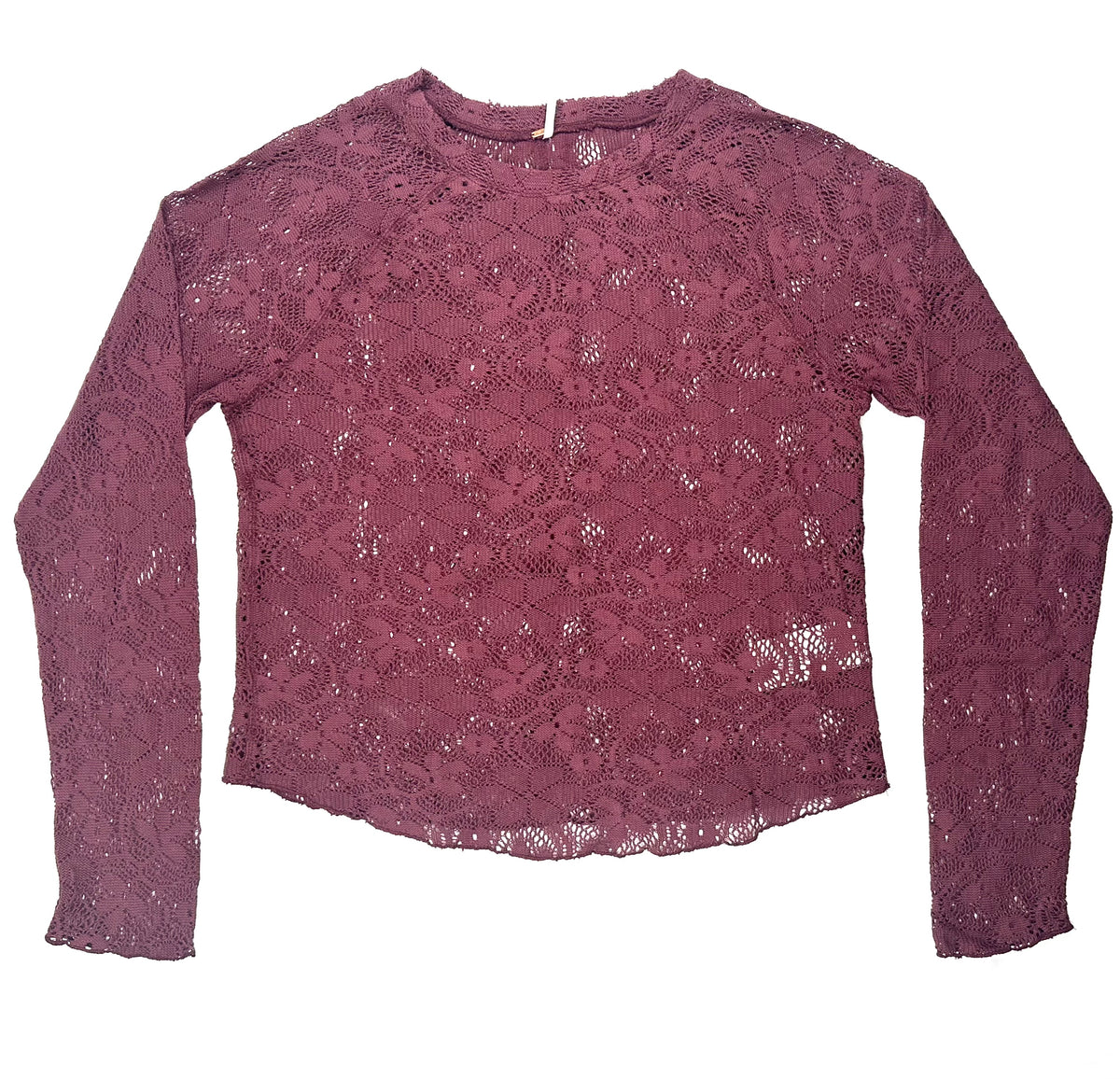 Free People In The Meadow Lace Top Large Port Royale Purple Long Sleeve NWT