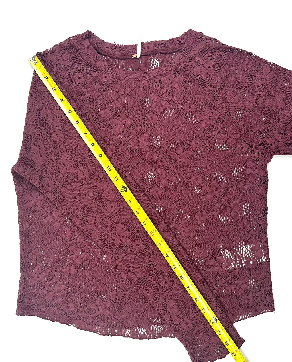 Free People In The Meadow Lace Top Large Port Royale Purple Long Sleeve NWT