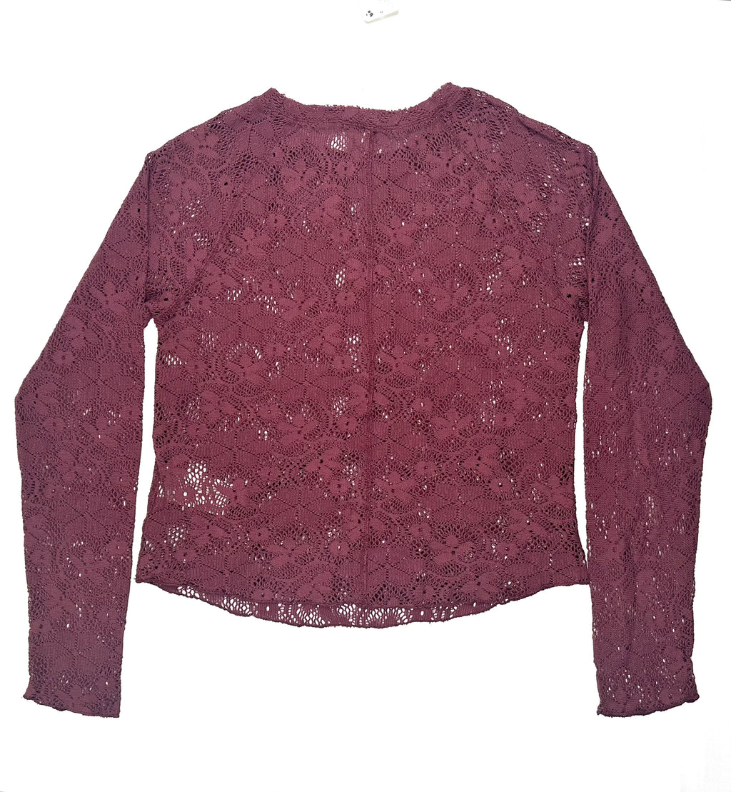 Free People In The Meadow Lace Top Large Port Royale Purple Long Sleeve NWT