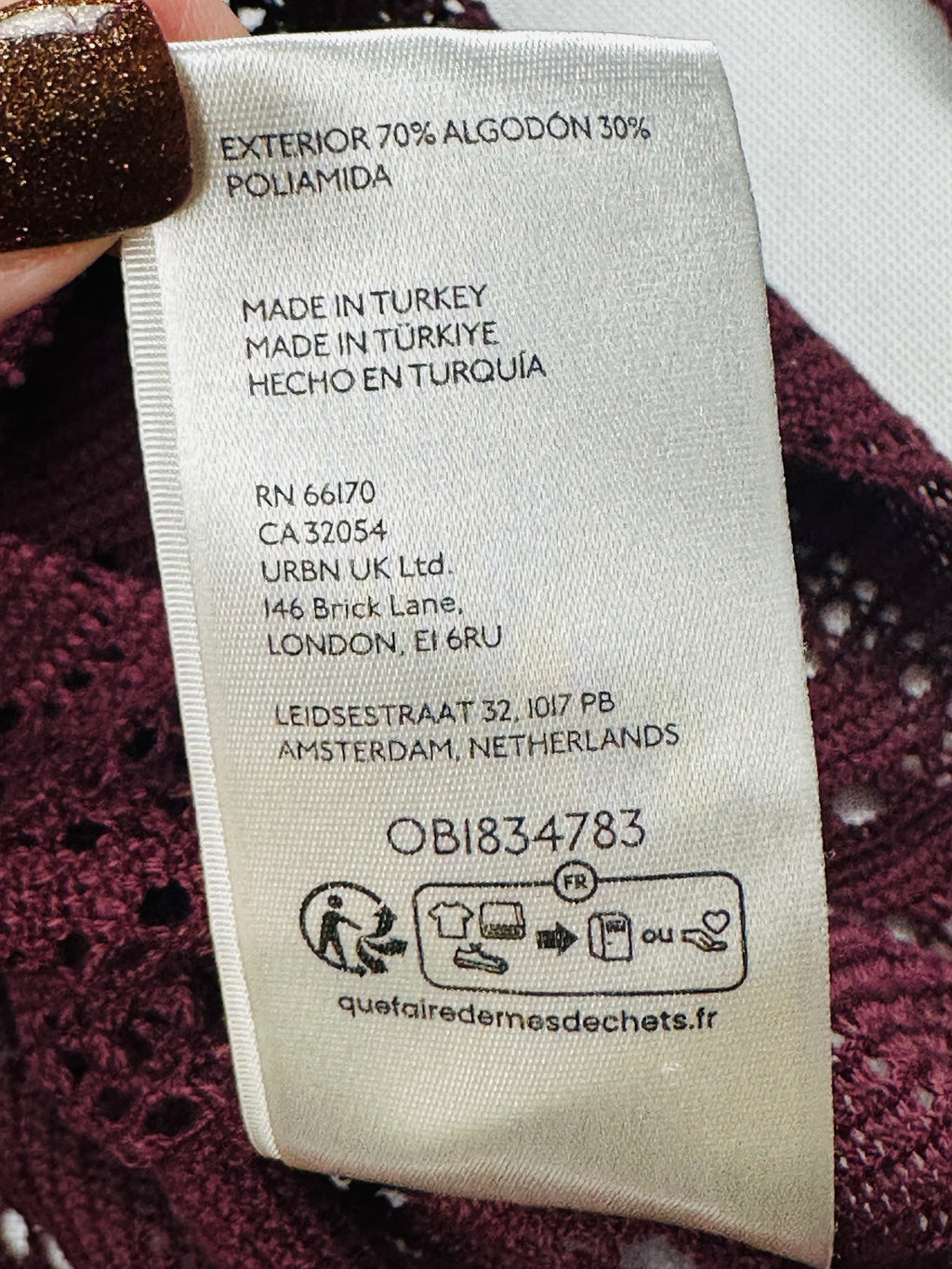 Free People In The Meadow Lace Top Large Port Royale Purple Long Sleeve NWT