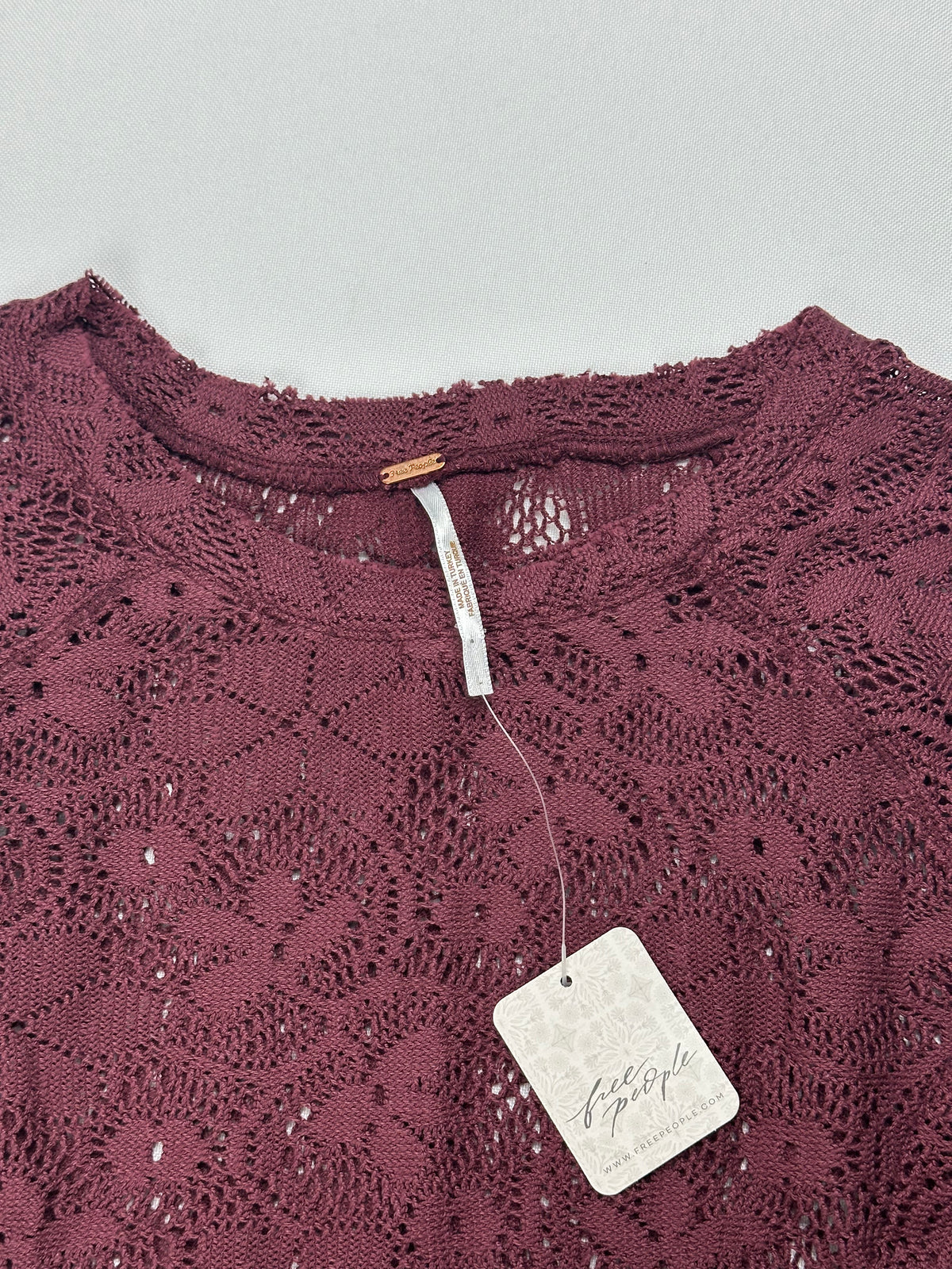 Free People In The Meadow Lace Top Large Port Royale Purple Long Sleeve NWT