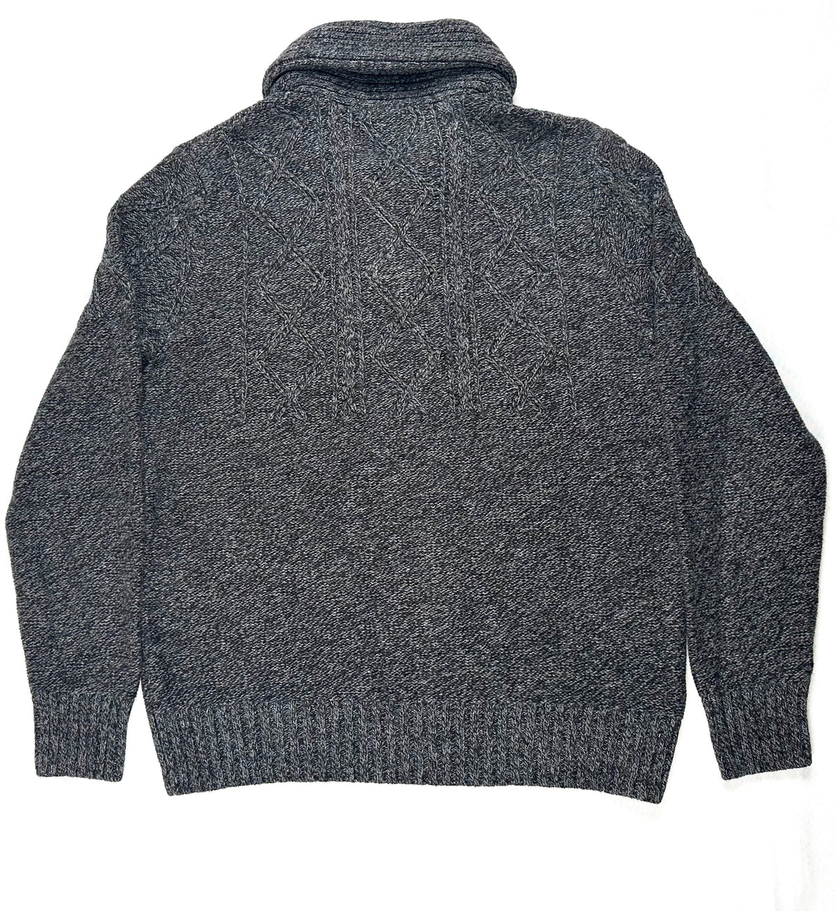 American Eagle Men’s Large Gray Marled Cable Knit Shawl Collar Sweater NWT