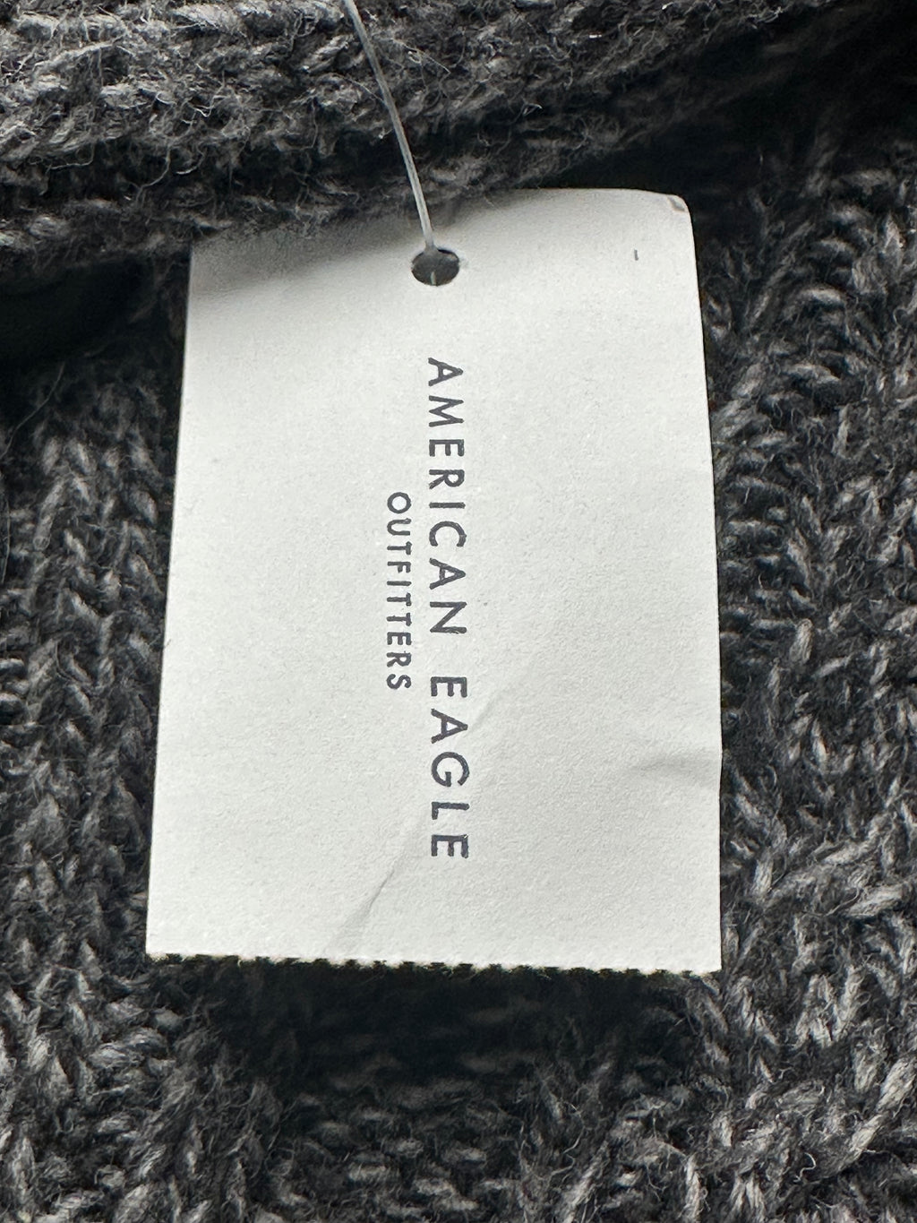 American Eagle Men’s Large Gray Marled Cable Knit Shawl Collar Sweater NWT