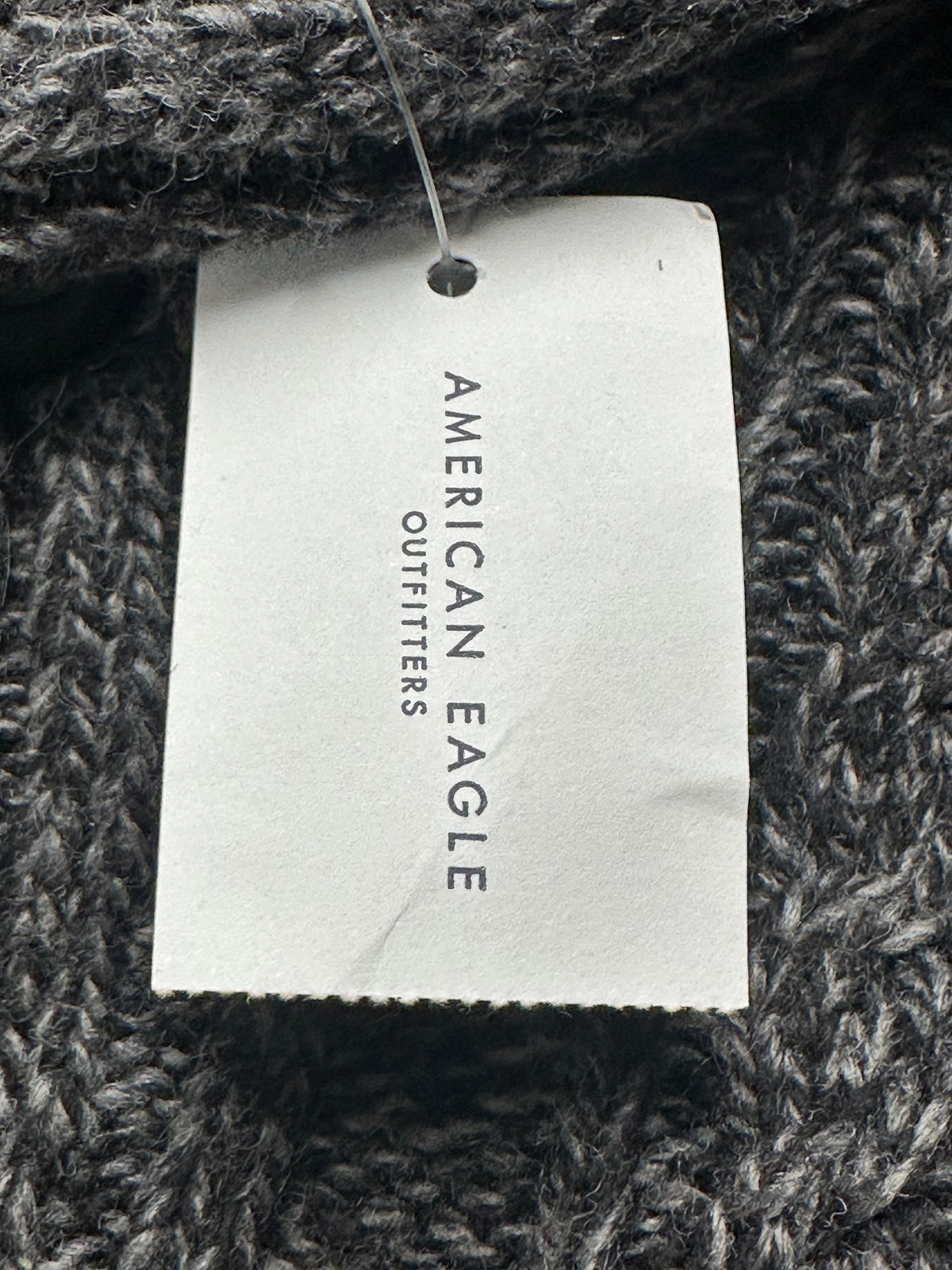American Eagle Men’s Large Gray Marled Cable Knit Shawl Collar Sweater NWT