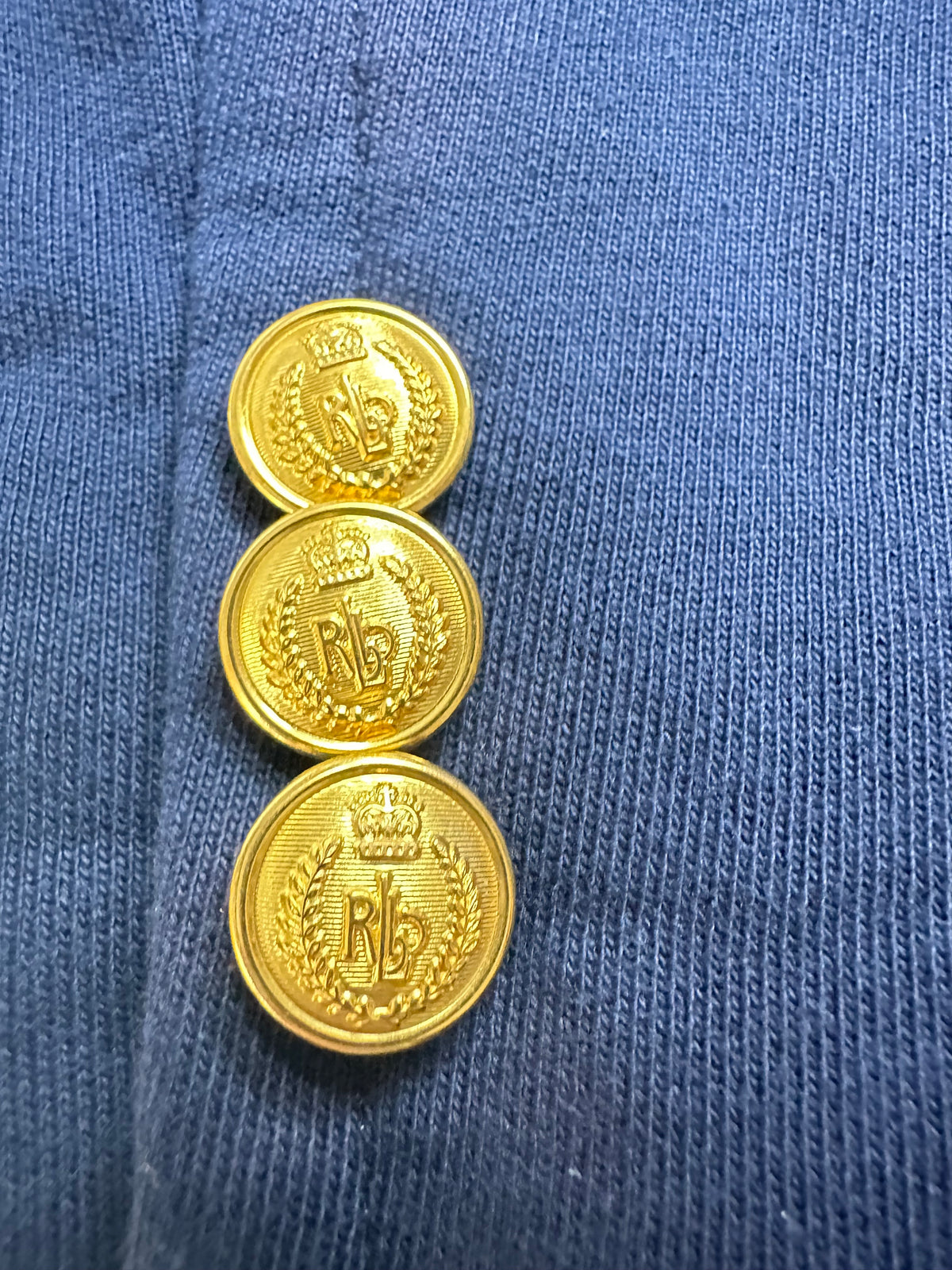 Ralph Lauren Sport Navy Crest Blazer Women’s 14 Gold Buttons Cotton Preppy