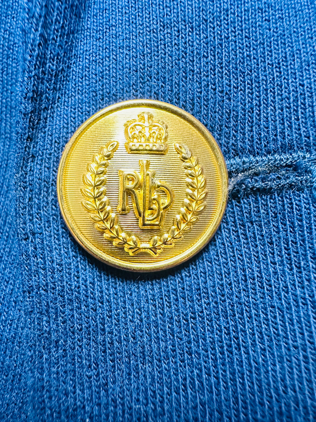 Ralph Lauren Sport Navy Crest Blazer Women’s 14 Gold Buttons Cotton Preppy