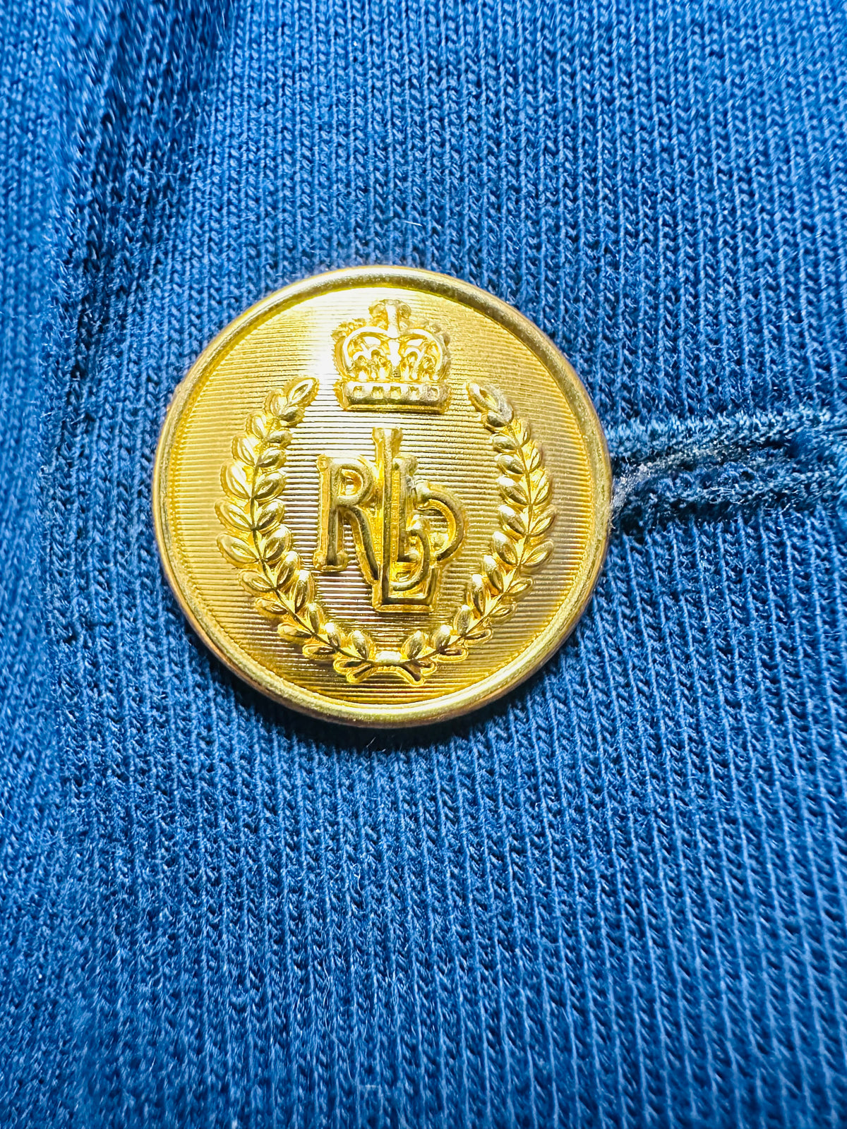 Ralph Lauren Sport Navy Crest Blazer Women’s 14 Gold Buttons Cotton Preppy
