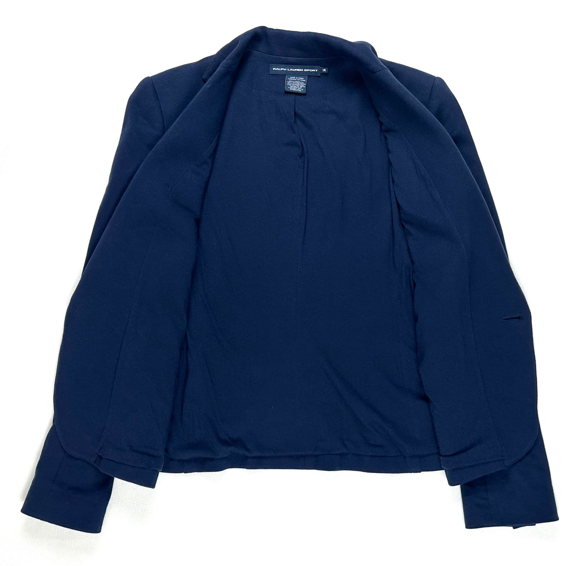 Ralph Lauren Sport Navy Crest Blazer Women’s 14 Gold Buttons Cotton Preppy
