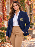 Ralph Lauren Sport Navy Crest Blazer Women’s 14 Gold Buttons Cotton Preppy