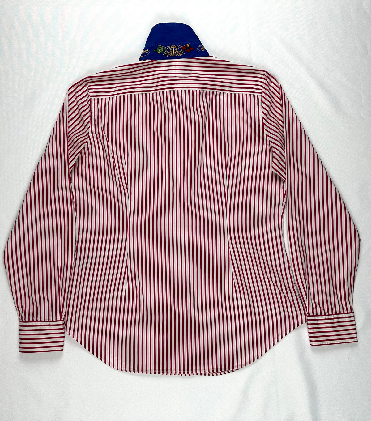 Ralph Lauren Yachting Crest Shirt Women’s 12 Red Stripe Blue Embroidered Collar