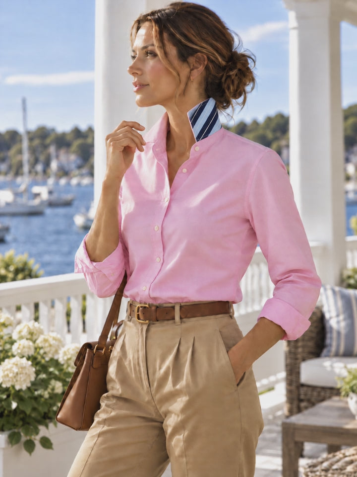 Ralph Lauren Rugby Women’s Size 2 Pink University Oxford Contrast Collar Shirt